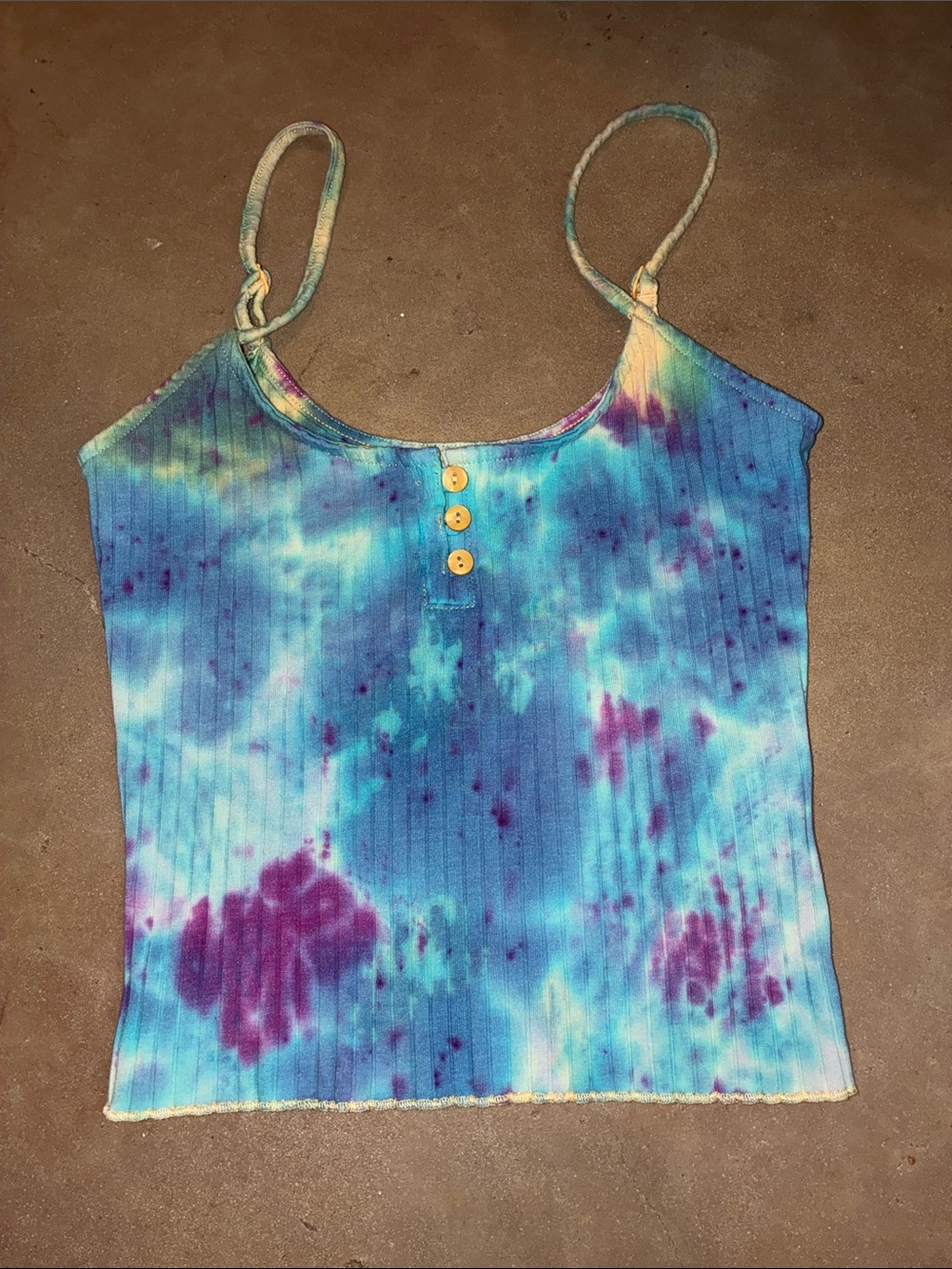 American Eagle Outfitters Tie-Dye Ribbed Camisole - Blue & Purple